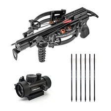 BALLISTA BAT Reverse Pistol Crossbow w/Red Dot Sight & 6 Hunting Sting Bolts 13"