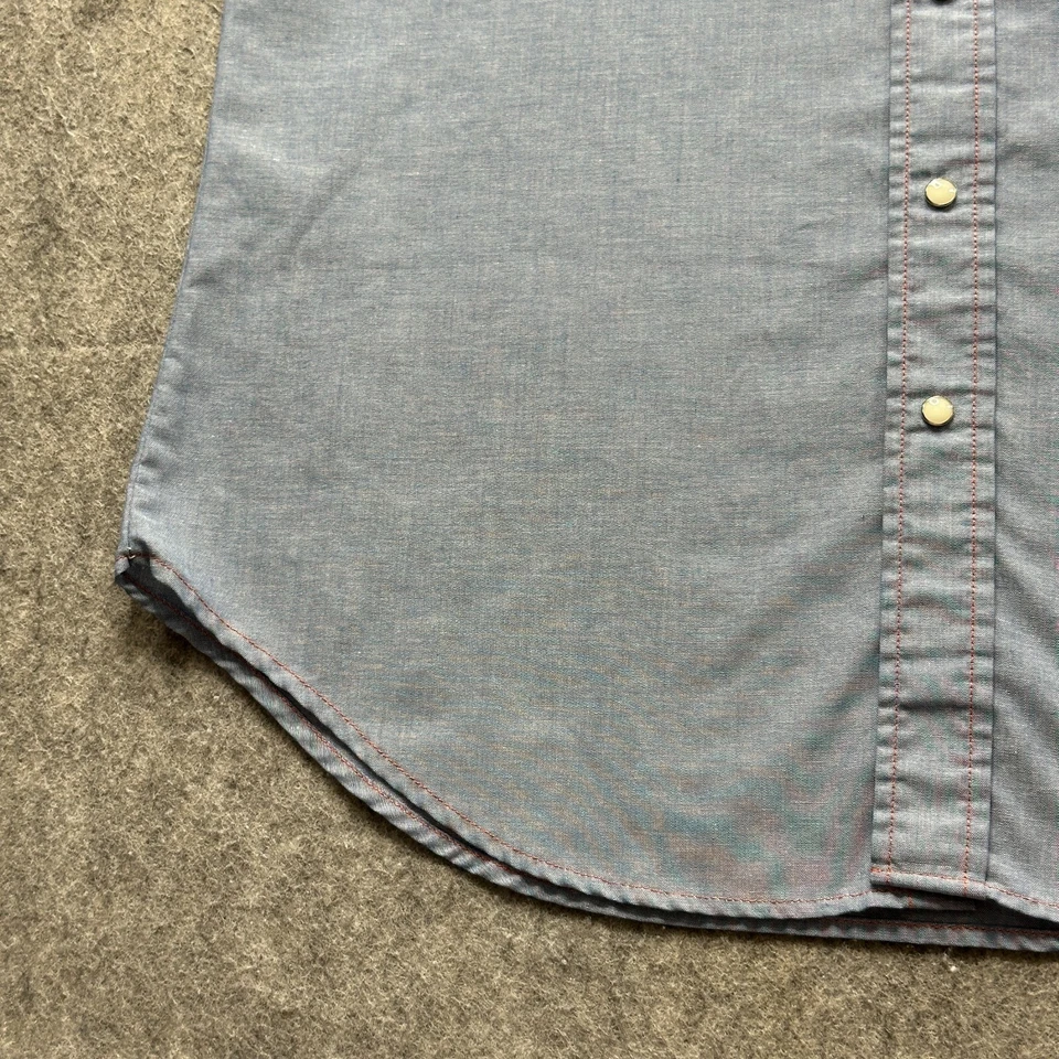 Camisa Big Mac Ropa de Trabajo Hombres L Alto 16.5" Azul Snap De Colección EE. UU. Foto 4 de 4