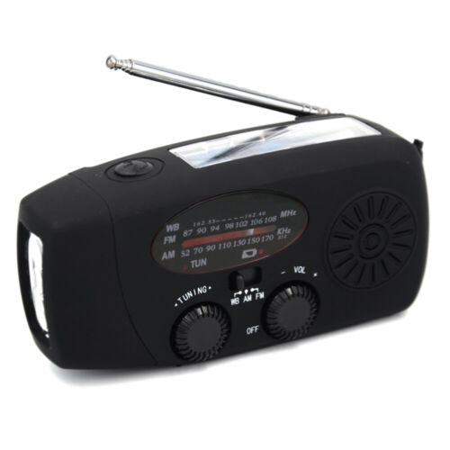 2000mAh Portable Hand Crank FM AM WB NOAA Radio Solar Radio Torch (Black) - Zdjęcie 1 z 12