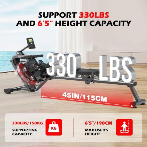 Water Rowing Machine for Home Use, Foldable Rower Machine 136Kg Weight Capacity - Picture 3 of 9