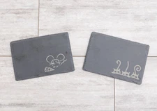 Mini Cheese / Charcuterie Slate Board with Mouse and Cat Trio Pair 6"x9"