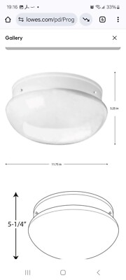 Progress Lighting P3412-30 2-Light White Flush Mount Ceiling Light w/White Glass