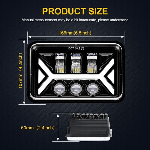4x6" Motorcycle Square LED Headlight Hi-Lo Beam DRL H4 for YAMAHA TW200 DT 125 - Picture 4 of 12