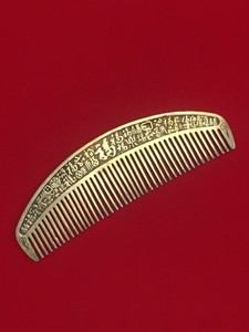 Large Antique Chinese Ladies Comb With Many Chinese Characters Decoration