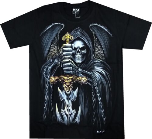 T-Shirt Herren Damen Totenkopf schwarz Baumwolle Biker Gothik tshirt Gr.M,L,XL - Bild 2 von 65