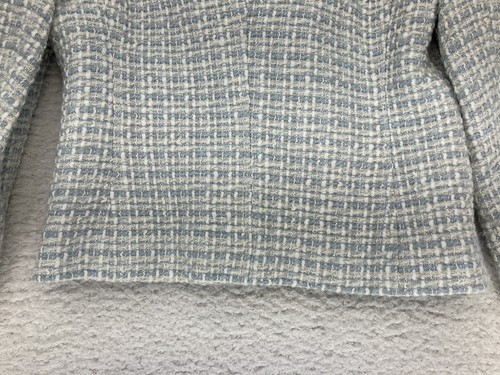 JONES NEW YORK Petite Womens 2P Tweed Blazer Jacket Double Breasted Lined Blue - Picture 9 of 12