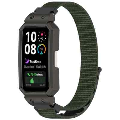 Nylon Wrist Strap + Metal Frame for Huawei Band 10 9 8 Watch Band Loop Bracelet