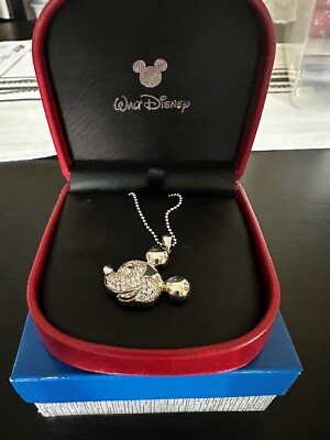 Jacmel Sterling Silver Diamonique CZ Disney Mickey Mouse Pendant & 18'' Necklace