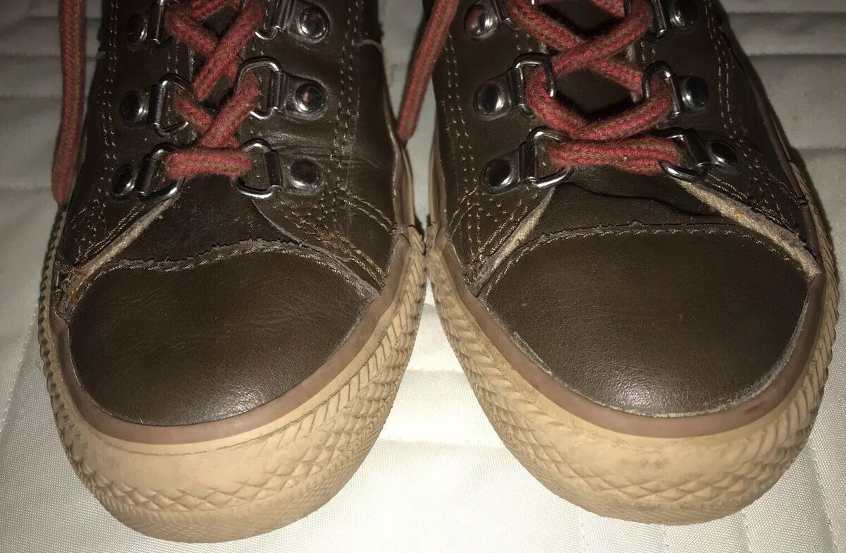 Reina Irradiar Interpretativo CONVERSE ALL STAR Lined Shoe/Boots. Brown Leather. Size 3(Junior) | eBay