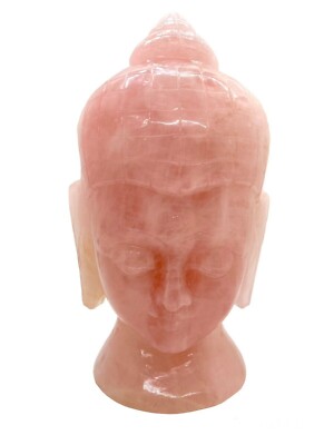 Buddha Statue Rose Quartz Crystal Handmade Solid Stone Yoga Reiki Home Decor 8''