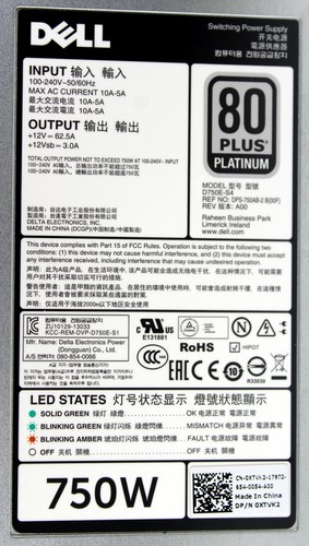 Dell 750W Modular Redundant Power Supply Unit PSU 80Plus Platinum XTVK2 - Picture 6 of 6