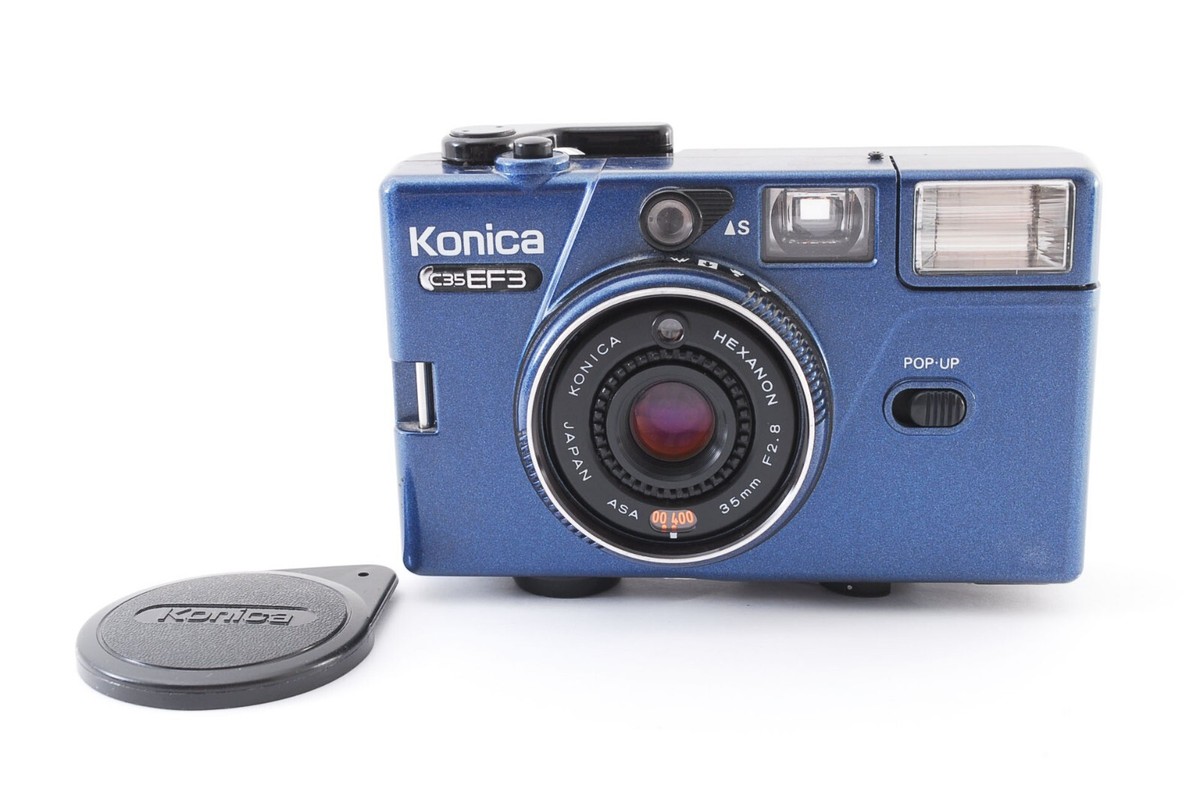 Near Mint] Konica C35 EF3 Dark Blue Point & Shoot 35mm Film Camera