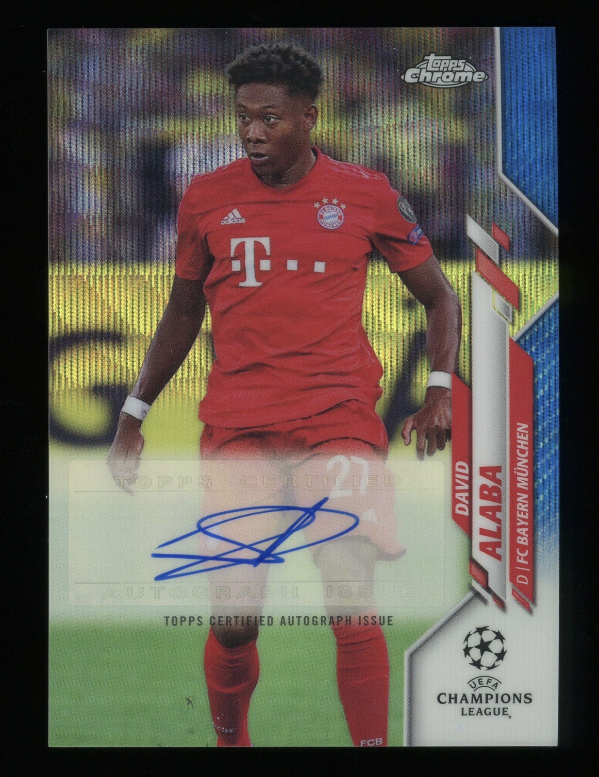 2019-20 TOPPS CHROME UEFA DAVID ALABA BLUE WAVE REFRACTOR AUTOGRAPH /75 RARE