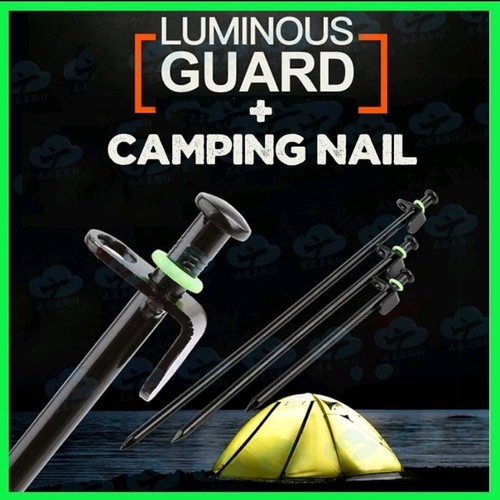 2 pcs Metal Peg Stake Camping Peg Ground Nail Tent Flysheet Peg Fluorescent Ring - 第 1/11 張圖片