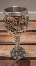 Skull Goblet Wine Cup for Halloween Medieval Gothic Steel & Resin 7.5" Gift