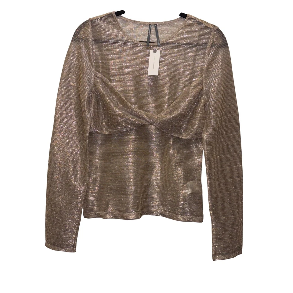 Anthropologie Twist-Front Shine Top Metallic Long Sleeve Size M - Image 4 of 4