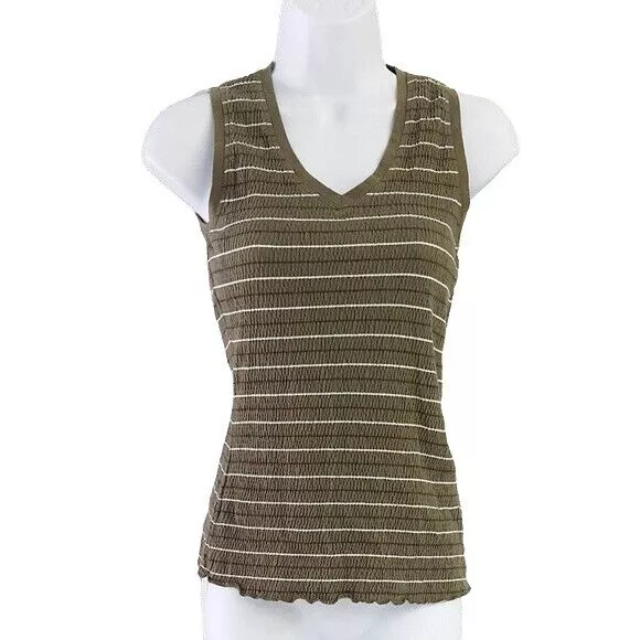 lole sleeveless athletic stripe crinkle ribbed scoop v neck shirt