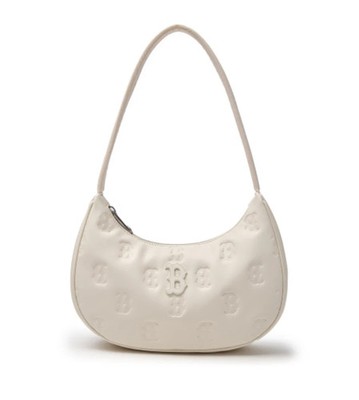 MLB Classic Monogram Embossed Hobo Bag NY Cream / Matte Finish / New