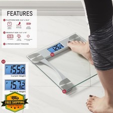 Taylor Digital Bathroom Scale 12.2" Glass Blue LCD 440lb 2 User