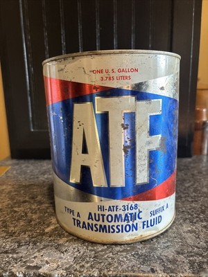 ATF Automatic Transmission Fluid 1 Gallon Metal Advertising Can 