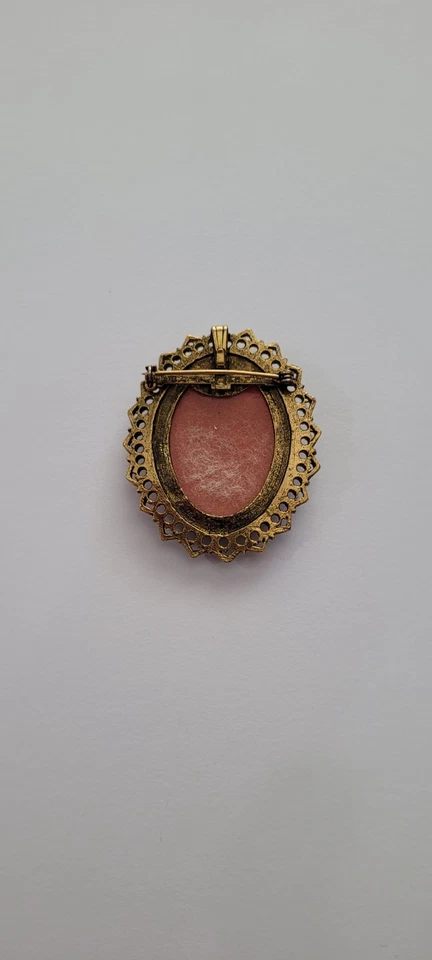 Broche camafeo bisutería naranja dama Foto 3 de 3