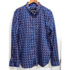 Robert Graham Mens XL Tailored Fit Long Sleeve Button Down Shirt Americana Print