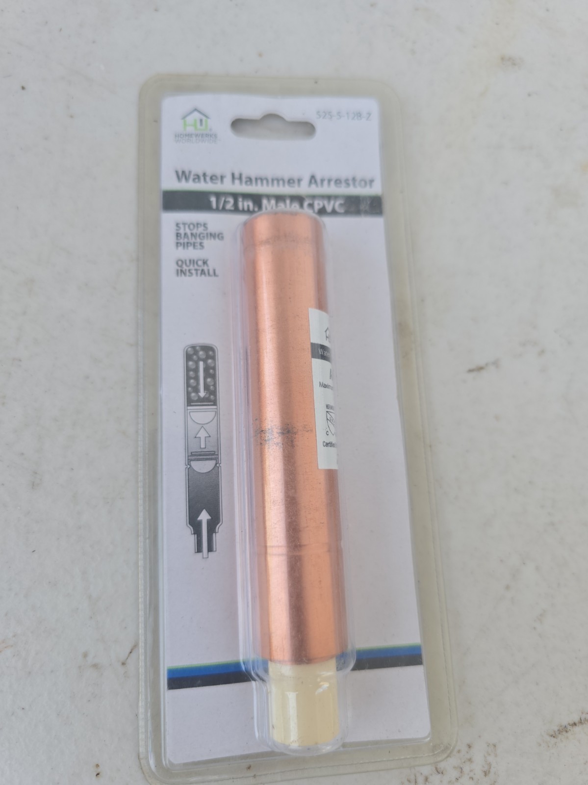 Homewerks Worldwide 525-5-12B-Z Water Hammer Arrestor 1/2" Male CPVC New