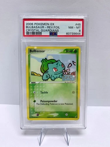 2006 POKEMON EX CRYSTAL GUARDIANS STAMPED #45 BULBASAUR-REVERSE FOIL PSA 8