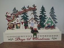 Santa Sleigh Wood Countdown To Christmas Advent Calendar Block Wood New