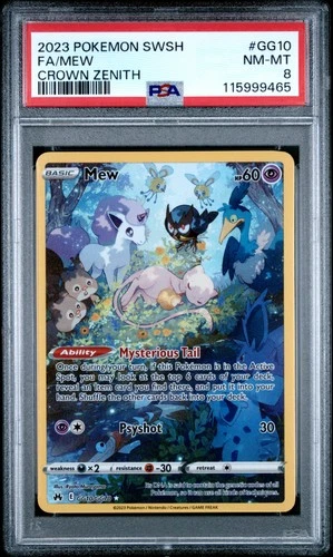 2023 POKEMON SWORD & SHIELD CROWN ZENITH #GG10 FULL ART/MEW PSA 8