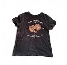 Schitt's Creek Rose Apothecary Tee Womens Small Black Graphic Wash Basic