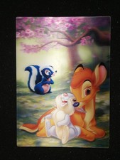 Grußkarte, Disney - Bambi, Klopfer, Blume 3 D - Bild, Kunststoff 10,5 cm x 15 cm
