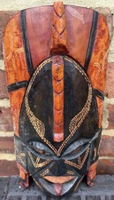 African-Style Tribal Wooden Wall Mask Hand-Carved