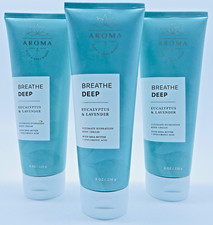 3 BATH  BODY WORKS AROMA BREATHE DEEP EUCALYPTUS  LAVENDER BODY CREAM 8oz