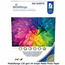 300 Sheet x Mediarange 130gsm Single Sided Matt A4 Matte Coated Pro PHOTO paper