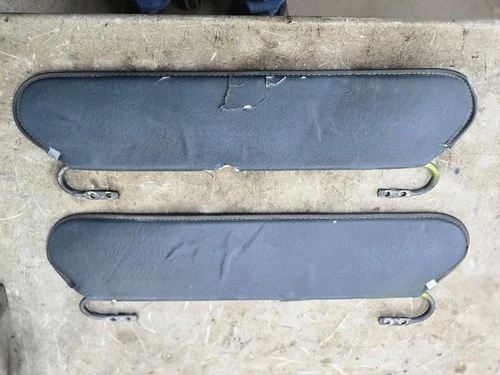 JEEP CJ SUN VISORS, PAIR, SLATE.  ROUGH CONDITION, TEARS, PAINT SPOTS