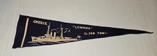 ANTIQUE HOLSUM BREAD 11" BATTLESHIP  FELT PENNANT OF GREECE LEMNOS 13500 TONS