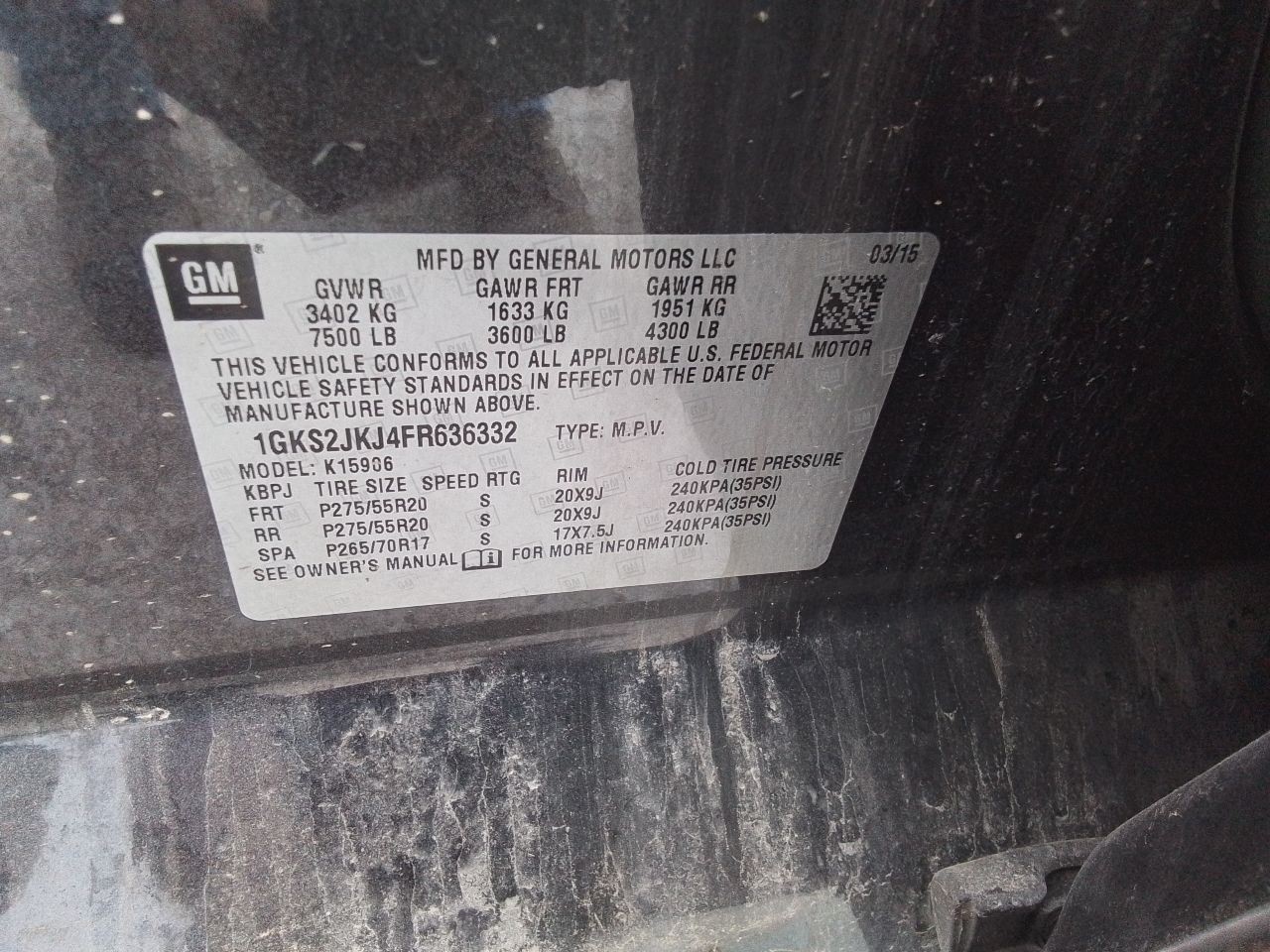 Driver Rear Side Door Privacy Tint Opt Ako Fits 15-20 SUBURBAN 1500 3471141