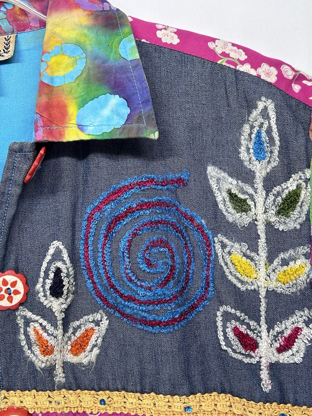 Patchwork Jacket Floral Multi Colored Embroidered… - image 3