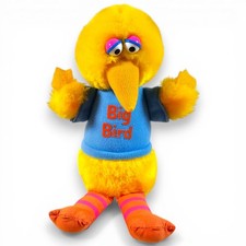 Hasbro Softies Sesame Street Big Bird Plush Stuffed Toy Blue Shirt Vintage 9.5"