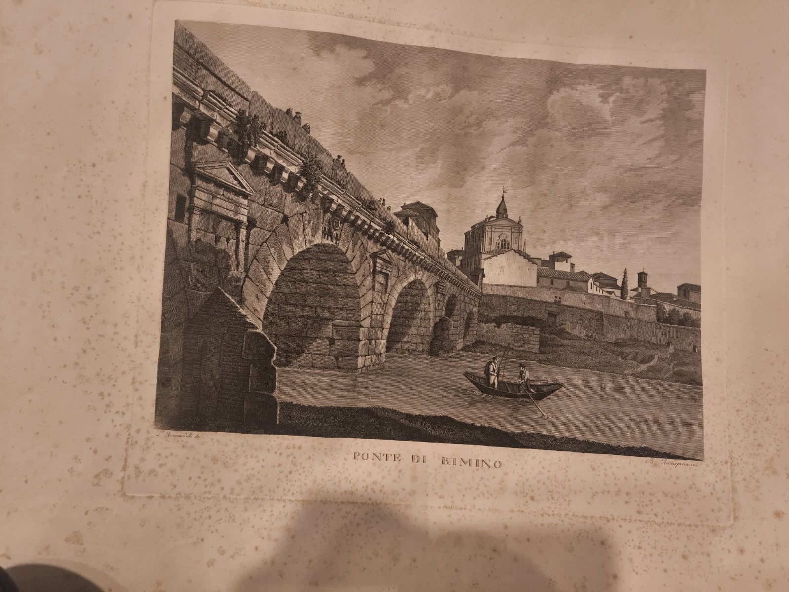 Rara Veduta Ponte  Rimini Rosaspina Romagna Stampa Acquaforte Originale 800...
