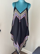 Lily White Black Handkerchief Dress Colorful Pattern Size Extra Large