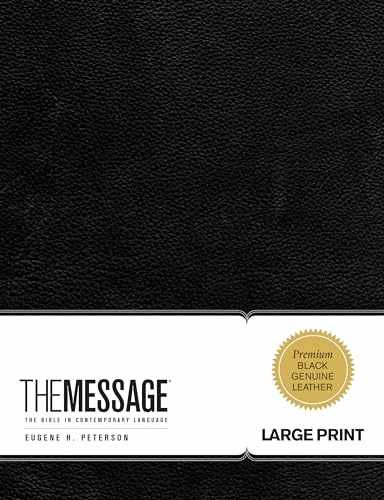 The Message Large Print Genuine Leather Black Leather Bound Acceptable Condition