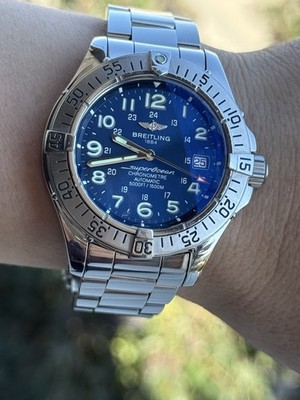 Breitling Superocean Automatic Watch A17360 Mens 42mm Swiss Made Blue Dial