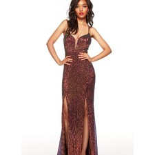 Alyce Paris Prom Dress Iridescent colorway "Dragon Scale Style 61381 Size 2