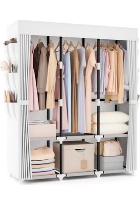 VTRIN Portable closet wardrobe pipe White