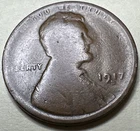 1917 D U.S. Lincoln Wheat Cent Coin Penny 1267X