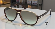 Tom Ford Dimitry FT0334 56K Shiny Dk Havana Rose Gold Green 59 Men's Sunglasses