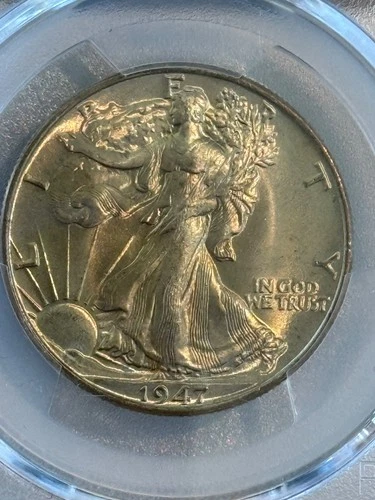1947 PCGS MS65 Walking Liberty Half Dollar nice toning