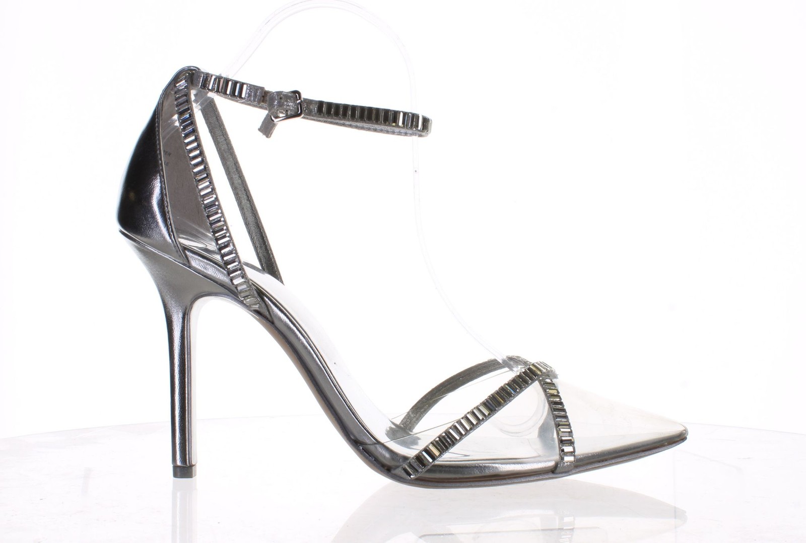 JLO Jennifer Lopez Womens Silver Ankle Strap Heels Size 9.5 Astech